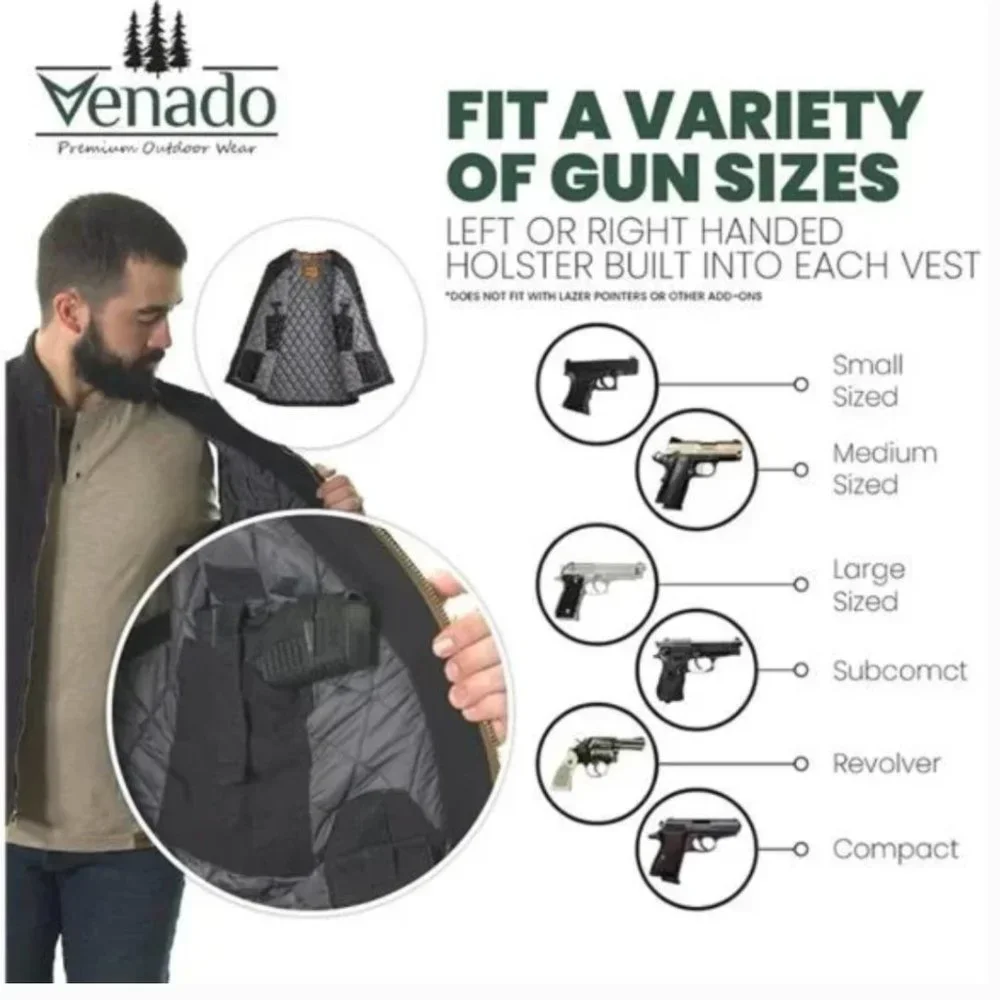 Venado Concealed Carry Vest for Men - Heavy Duty Canvas - Conceal Carry Pockets - Picture 6 of 6